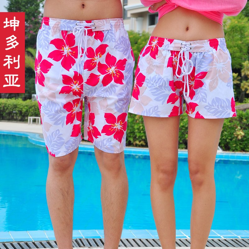 Free shipping! Beach pants lovers male women's fashion shorts female summer shorts summer plus size red shorts