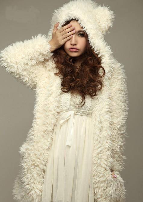 Free shipping Bear ears the lambs wool feather cotton-padded clothes coat imitation fur