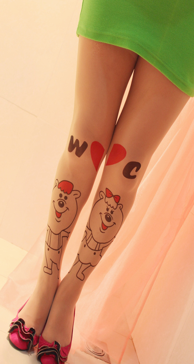 Free shipping bear  Printing tights tattoo pantyhose tattoo leggings tattoo stocking