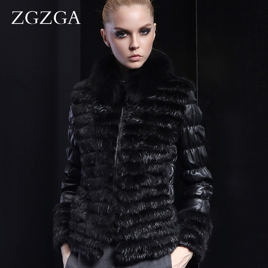 free shipping  beaver wool luxury fox fur genuine leather sheepskin women's slim fur coat