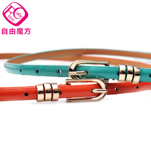 Free Shipping Belt female all-match fashion strap patent leather candy color tieclasps belly chain fashion knitted belts