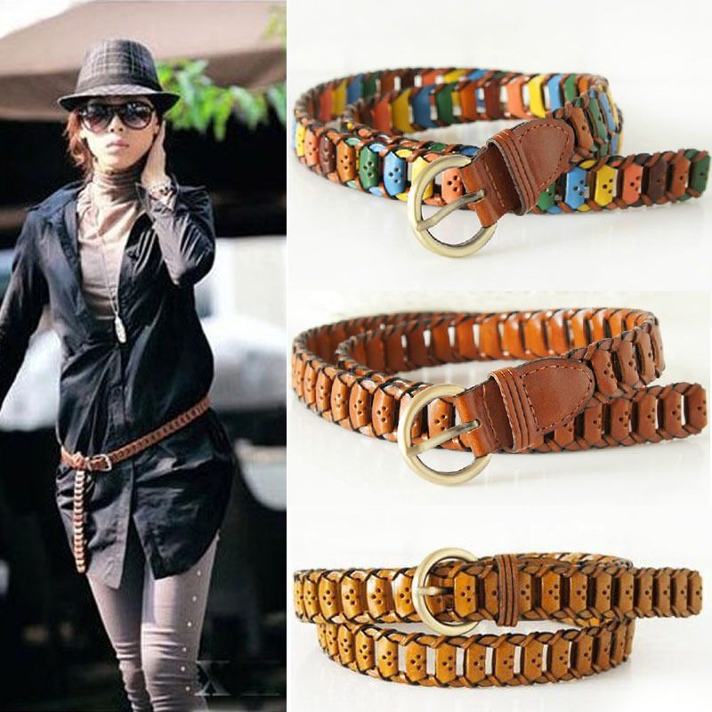 Free Shipping Belt female delicate knitted cowhide knitted belt genuine leather strap fashion all-match decoration belt