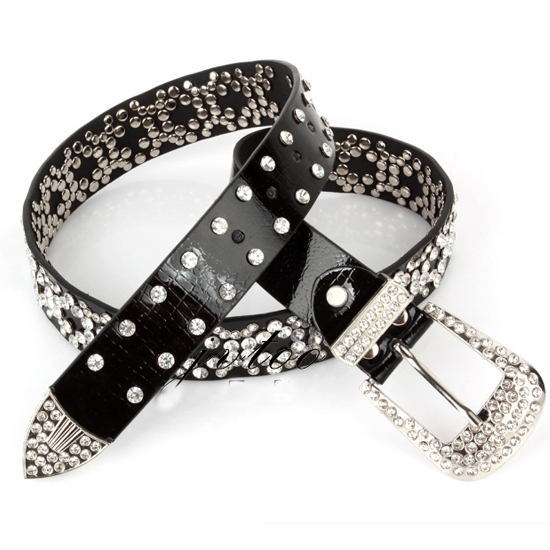 FREE SHIPPING+Belt female genuine leather rhinestone strap female fashion full rhinestone cowhide rhinestone belt Women---09