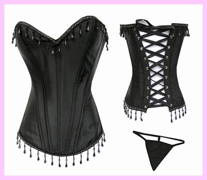 Free shipping! Best offer sexy corset,sexy black tassle lace up corset bustier sweet jewelry attached corset