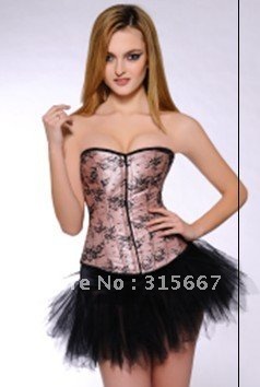 Free shipping,Best quality corset,nice color(pink,beige ),2012new design,1 set wholesale China  bustier Suppliers