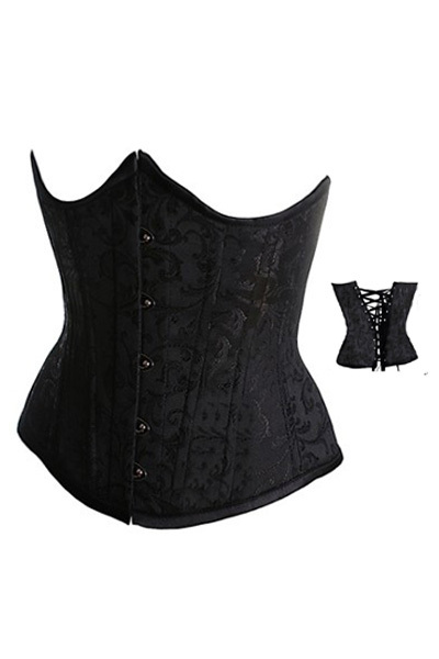 Free Shipping Best Sale Black Satin Embroidered Corset - Overbust Corsets  LB4024 Size S M L XL 2XL 3XL 4XL 5XL 6XL