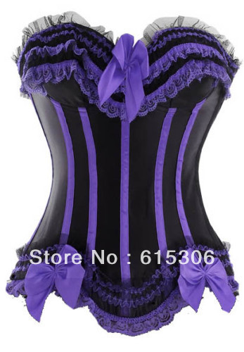 Free Shipping black and purple satin Sexy Lingerie, Underwear,corset wholesale and retail