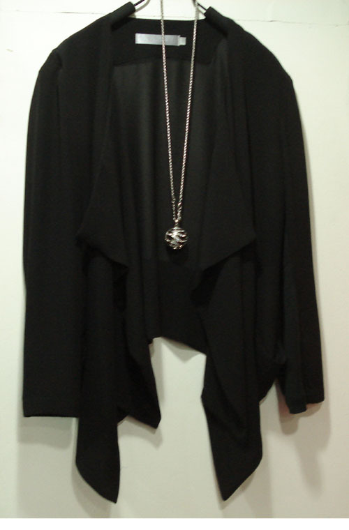 Free Shipping Black blazer irregular cape elegant set fashion all-match black