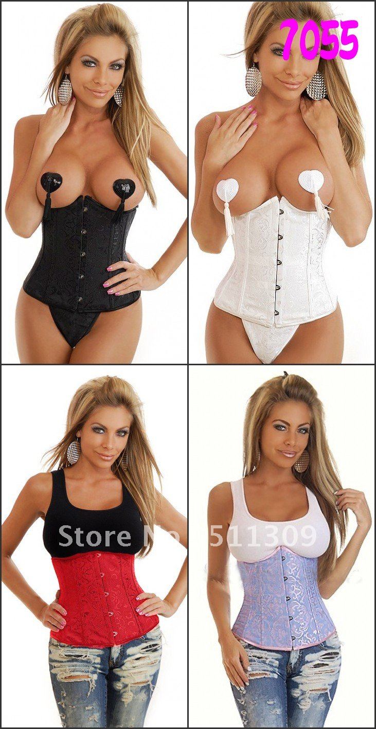 Free shipping,Black Floral  Underbust Corset,S-5XLavailable,7055-FBLK