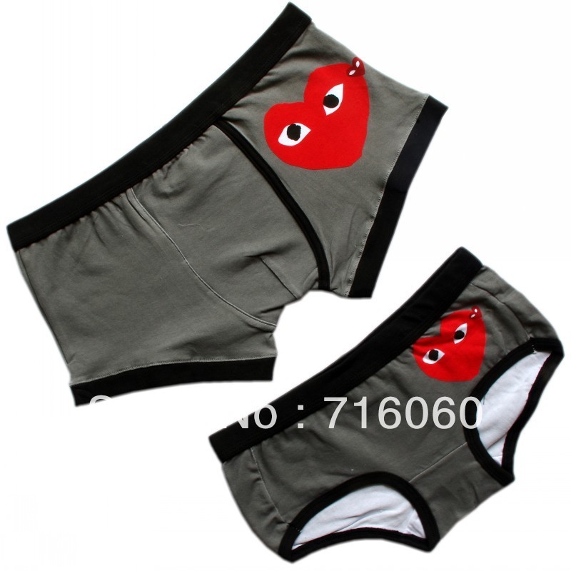 free shipping  Black red lovers panties cartoon panties male trunk 100% cotton women's trigonometric