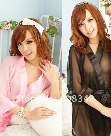 Free Shipping Black Robe Nightwear  Sexy Lingerie Lace Intimate Nighgown Brand Sexy Lady Sexy SleepWear 8031