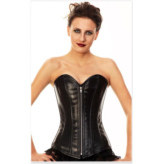 Free Shipping + Black Satin Sexy overbust corset - 2803