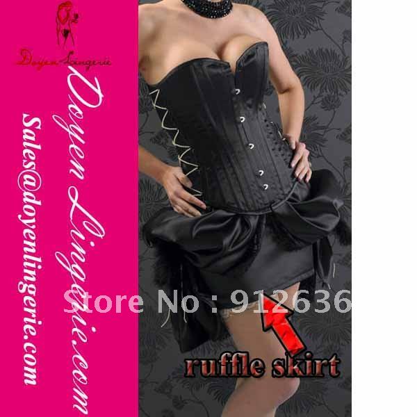 Free Shipping !Black Satine Overbust  Sexy Corset Tutu Dress Wholes and Retail