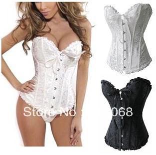 Free Shipping Black Sexy Lace up Steel G-String Corset,  C13239JU  Bustier Lingerie Underwear Sleepwear