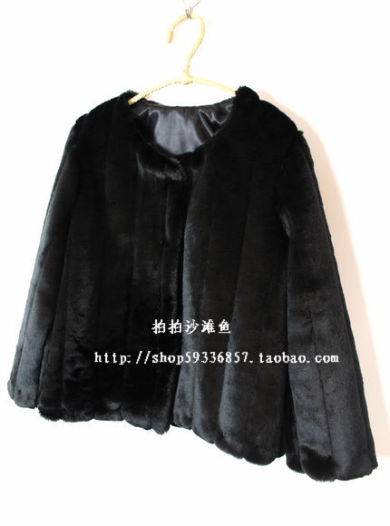 Free shipping Black vertical stripe faux short design three quarter sleeve outerwear