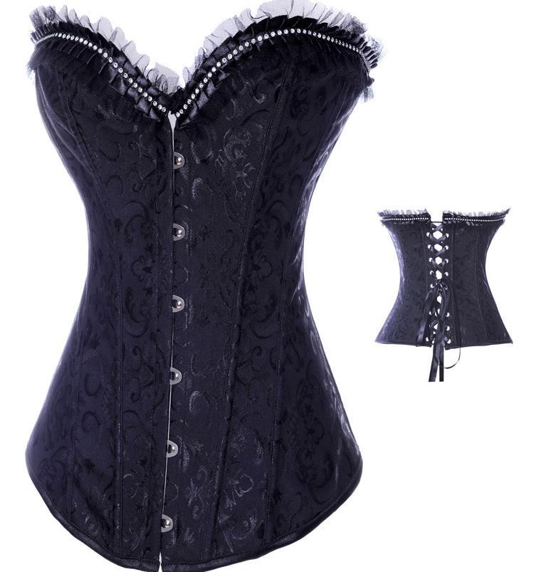 Free shipping Black/White Creamy Lvory Renaissance Satin Lacing Corset Top Shape Cheaper price Drop Shipping