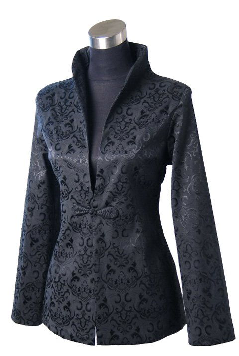 Free Shipping Black Women's Satin Polyester V-neck Jacket Coat Flowers Wholesale and Retail S M L XL XXL XXXL 22963