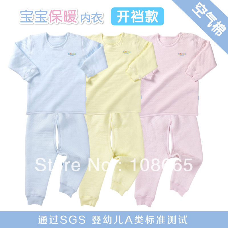 FREE SHIPPING !!  Bobkids thermal underwear set baby thickening underwear baby winter open file