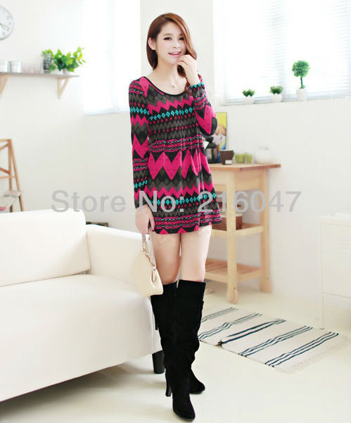 Free Shipping Bohemia style Dress Pullover Tunic Jumper Sweater WF-0064