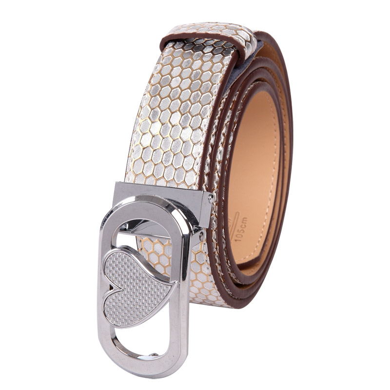 Free Shipping Boos fashion women belts,  genuine leather silver heart plate buckle belt