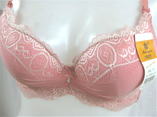 Free shipping Bra 3 breasted bra pink push up underwear