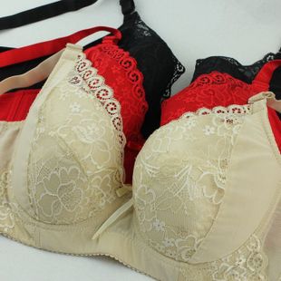 Free shipping Bra plus size 80d 85d 90d 100d 95d full cup lace underwear red