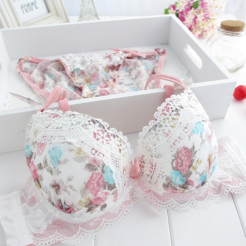 free shipping! Bra set lace decoration chiffon pants sexy underwear women's bra set