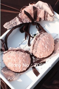 Free shipping~ bra suit sexy hang neck lovely romantic three-dimensional flowers underwear suit