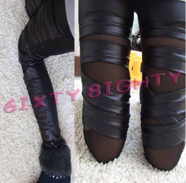 Free Shipping !Brand Fashion leather black legging pants women  leggings for women pu+co WS