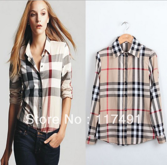 free shipping brand named shirts Slim Women plaid shirt female long-sleeved blouses Spring 2013 fashion OL designer top ft141