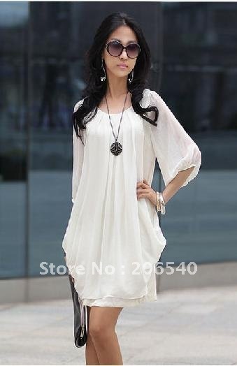 free shipping brand new  Graceful Gentle womanly Chiffon Sleeve Mini Dress 3 Color