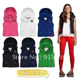 Free shipping Brand New High Quality Women's Down Vest Down Outerwear&Coat /Ladies Hooded Down Jacket 6 Colors S/M/L