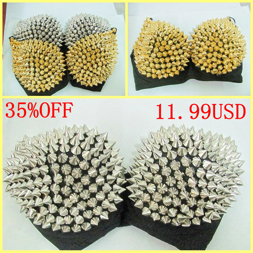 FREE SHIPPING Bras Women Party Disco All-over Spike Stud Pattern Bra Sexy Bras for women  Best Quality