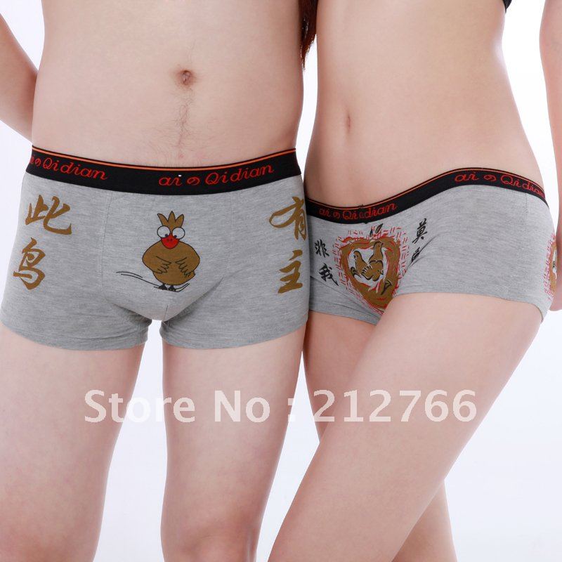 Free shipping!!!Breathable antibiotic boxer panties bird cartoon lovers panties modal 2