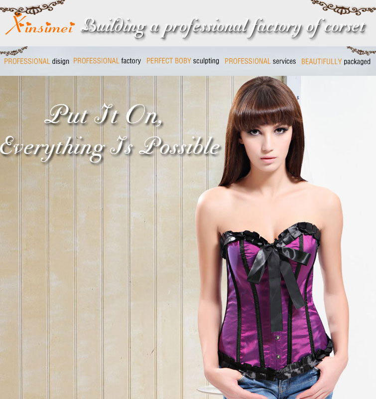 Free Shipping Breathable Purple Sexy Overbust Corset