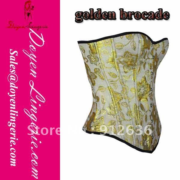 Free Shipping Brocade Yellow Golden Sexy Corset  Womens Sex Images Wholes and Retail