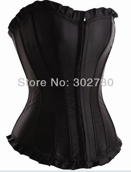 free shipping ! Bustier , Lingerie , black  fashion overbust corset size S-6XL   C0015