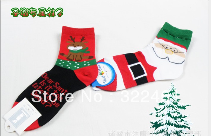 Free shipping by CPAM~~High quality Christmas socks snowman/deer /santa claus 12pairs/lots