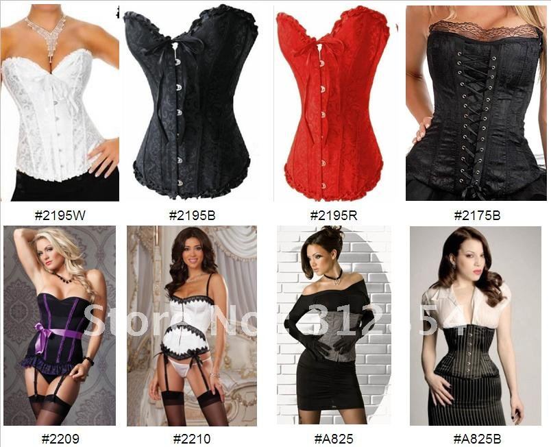 Free Shipping by DHL Mixed order strapless corsets and bustiers white lace plus size XL M L S waist cincher steel bone corset