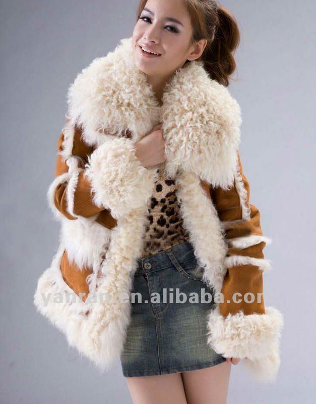 Free shipping by EMS/DHL YR-254 Ladies' double face Chakiang lamb fur coat ~retail~OEM