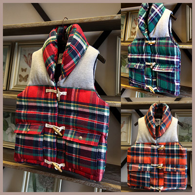 Free shipping C109 ! cool super warm sly preppystyle plaid cotton vest