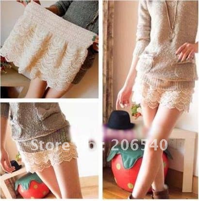 free shipping   can mix order Fashion Lace Tiered Short Skirt Under Safety Pants Shorts