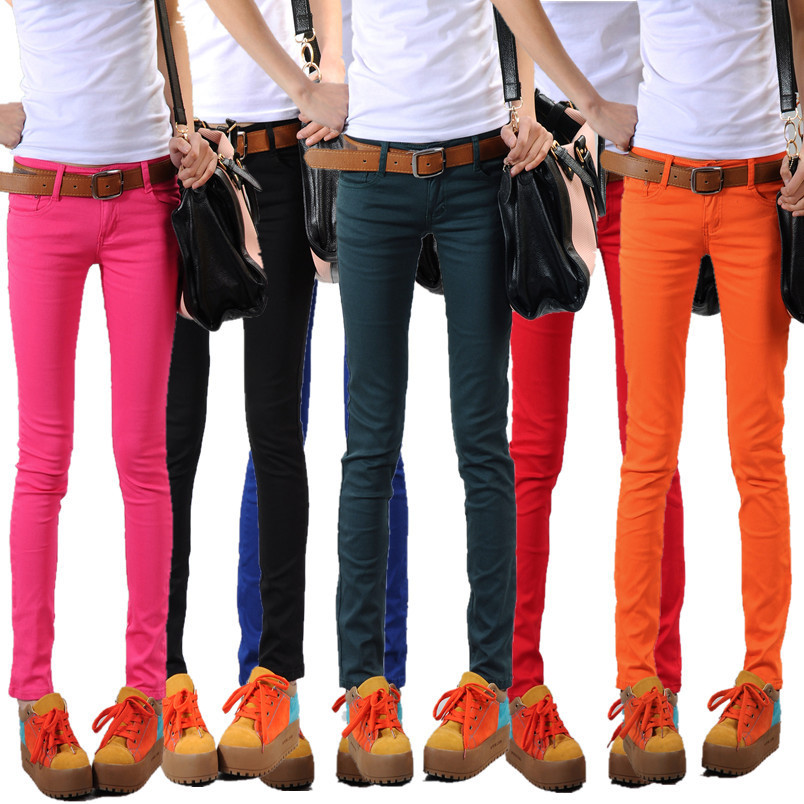 Free Shipping Candy color caixian tight skinny pants jeans pencil pants basic female trousers 2012 thin