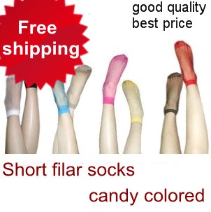 free shipping candy color crystal stockings crystal silk sock multicolour crystal socks multicolor