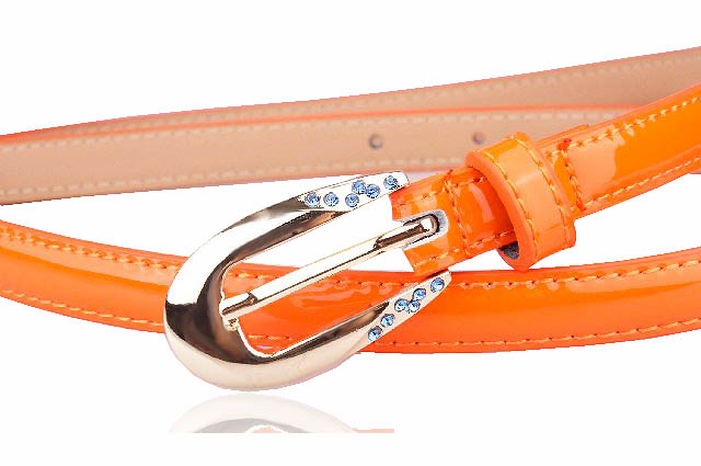 Free Shipping Candy color japanned leather women's thin belt all-match Women fashion rhinestone women's small strap