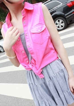 Free Shipping! Candy color sleeveless vest denim vest women's