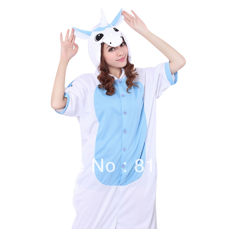 Free shipping Cartoon animal unicorn one piece lovers sleepwear lounge pajama full body Totoro cartoon couple Siamese pajamas