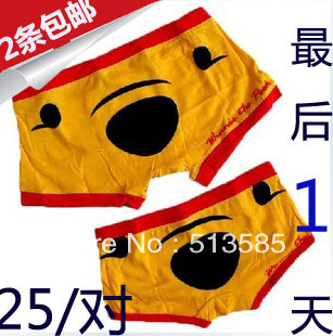 free shipping Cartoon lovers panties underwear male panties trunk women's shorts trigonometric 100% cotton hapless bear sexy