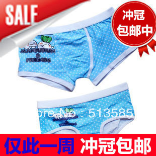 free shipping Cartoon male panties lovers panties set triangle panty 100% cotton lovers underwear shorts sexy