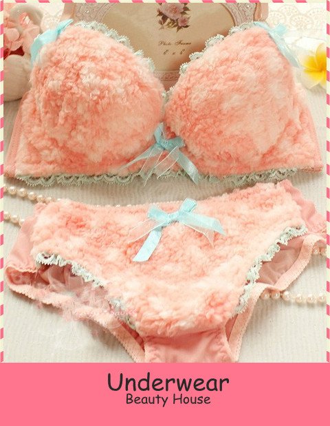 Free shipping cashmere gather underwear bra sets cute little fresh lasies underwear sexy bra sets drop shipping F0024